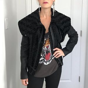 Free People Velvet & Vegan Leather Jacket